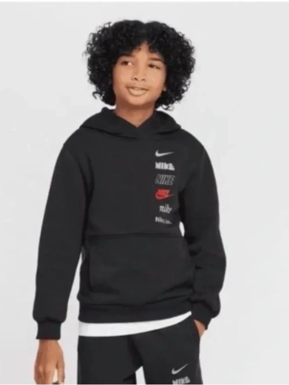 Nike Black Hoodie with Vertical Logo Stack